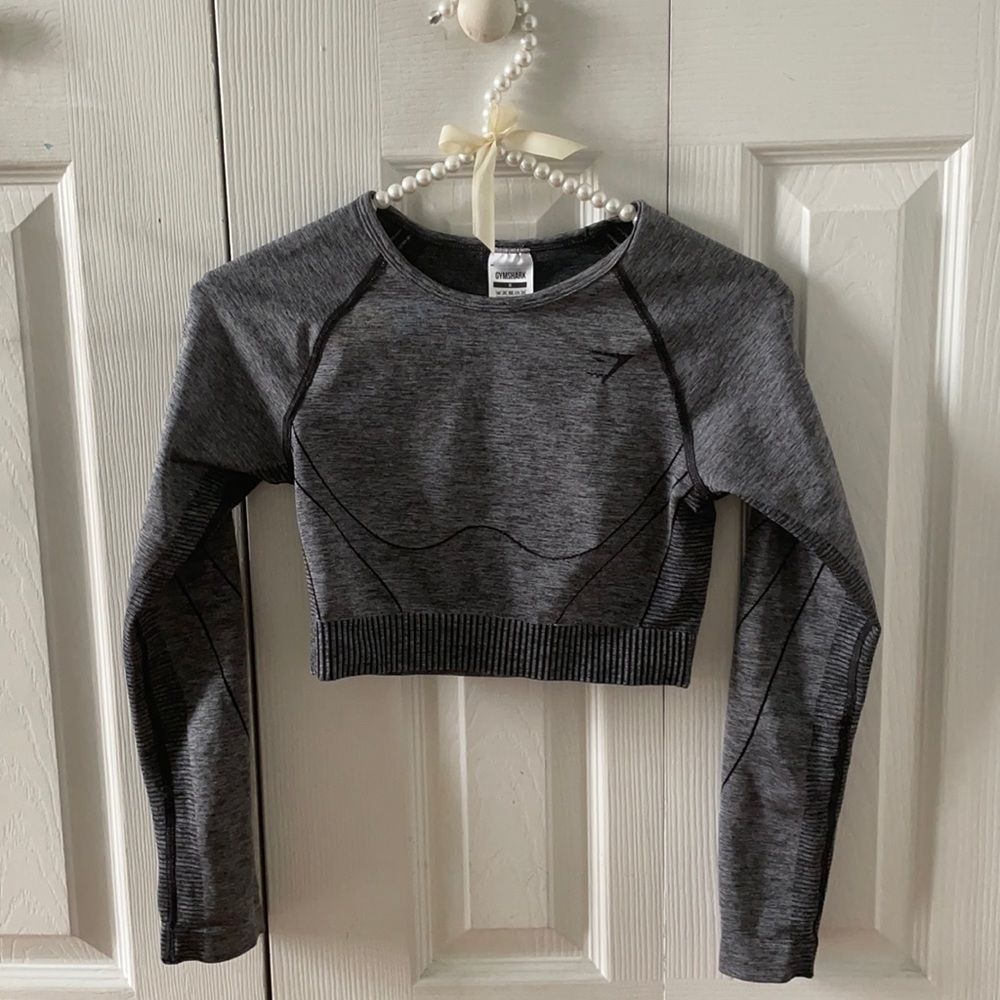 Grey Gymshark Seamless Workout Crop Top